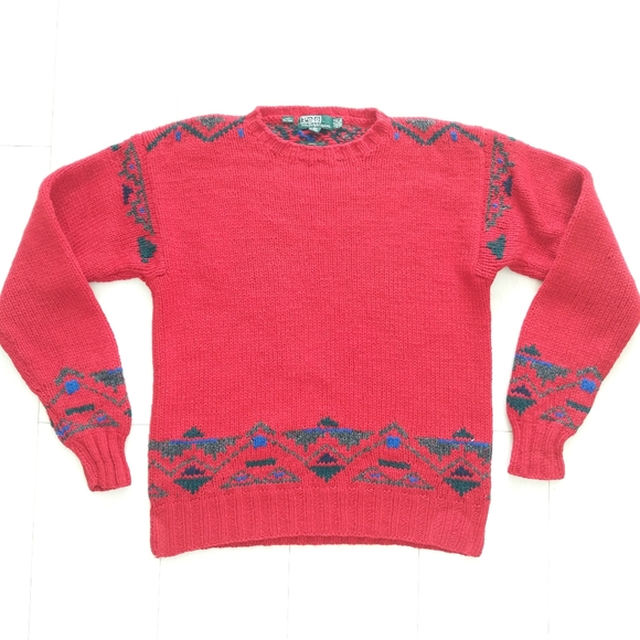 Vintage Polo by Ralph Lauren Red Wool Boys Sweater - Picture 1 of 12
